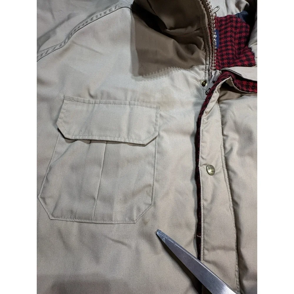 Vintage Woolrich Jacket Mens XL Beige Mountain Parka Wool Plaid Lined USA Made‎